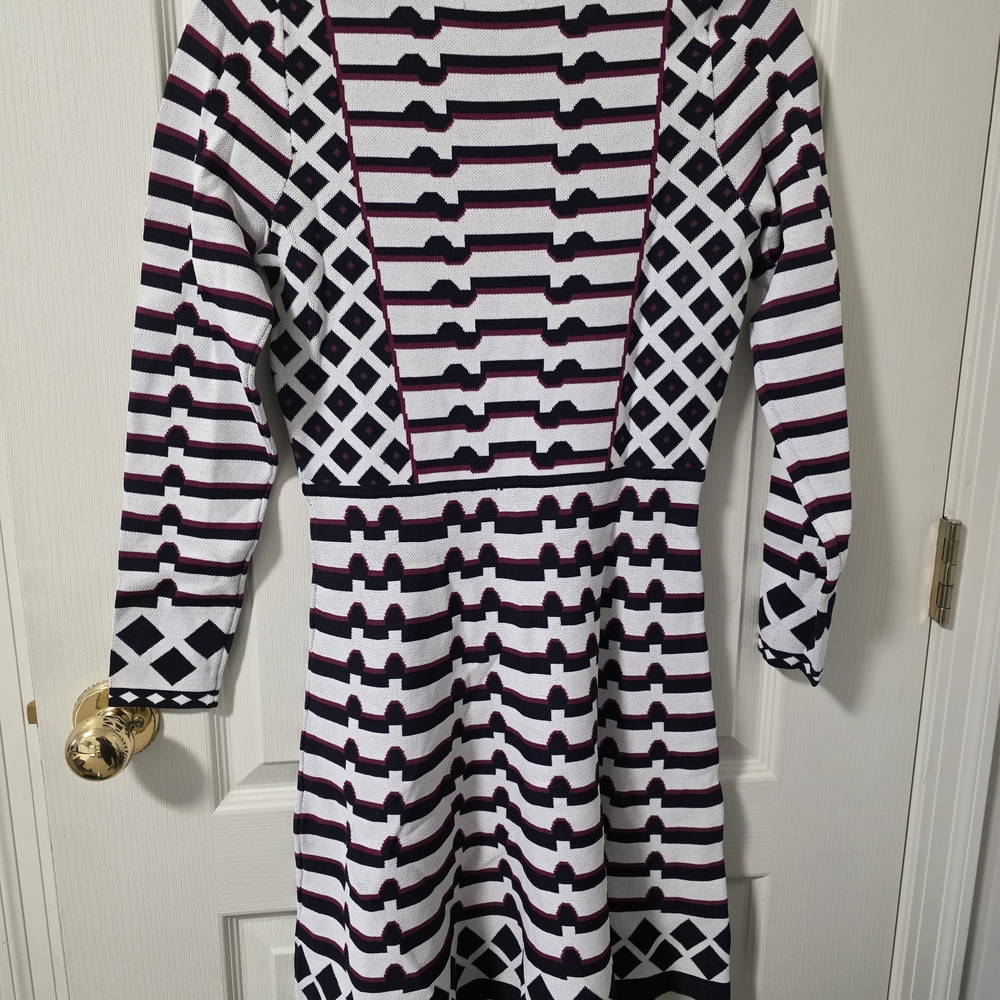 Eliza J Black and White Geometric Midi Dress